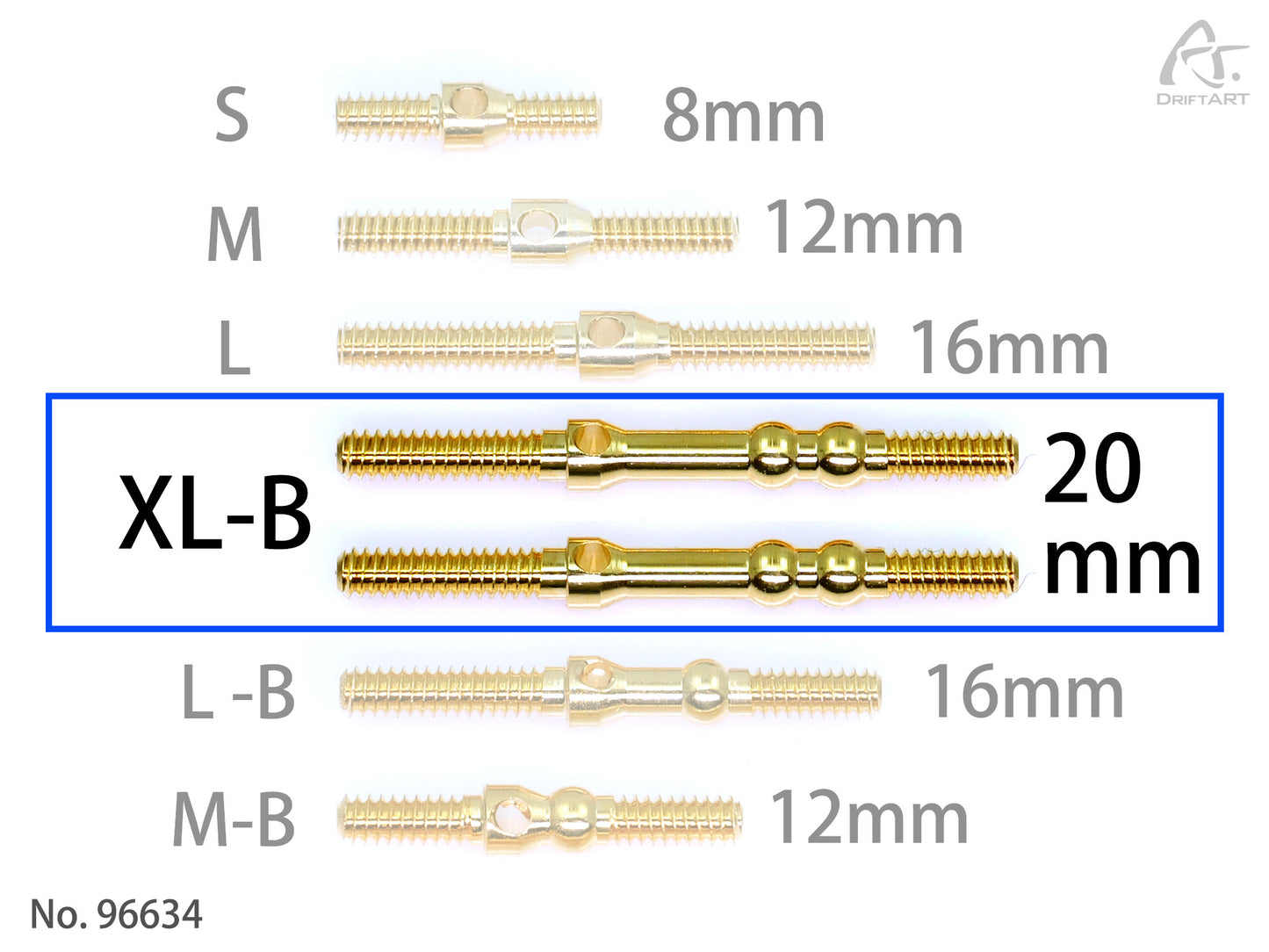 96634 DriftART XL-B Turnbuckle with Ball 2 pcs 20mm Long For DA2 DA3 DA4