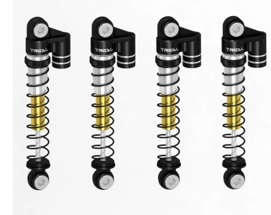 TREAL FCX24 Shocks 43mm Threaded Tele Double Barrel Shocks (4) for FMS 1/24 FCX24 Power Wagon