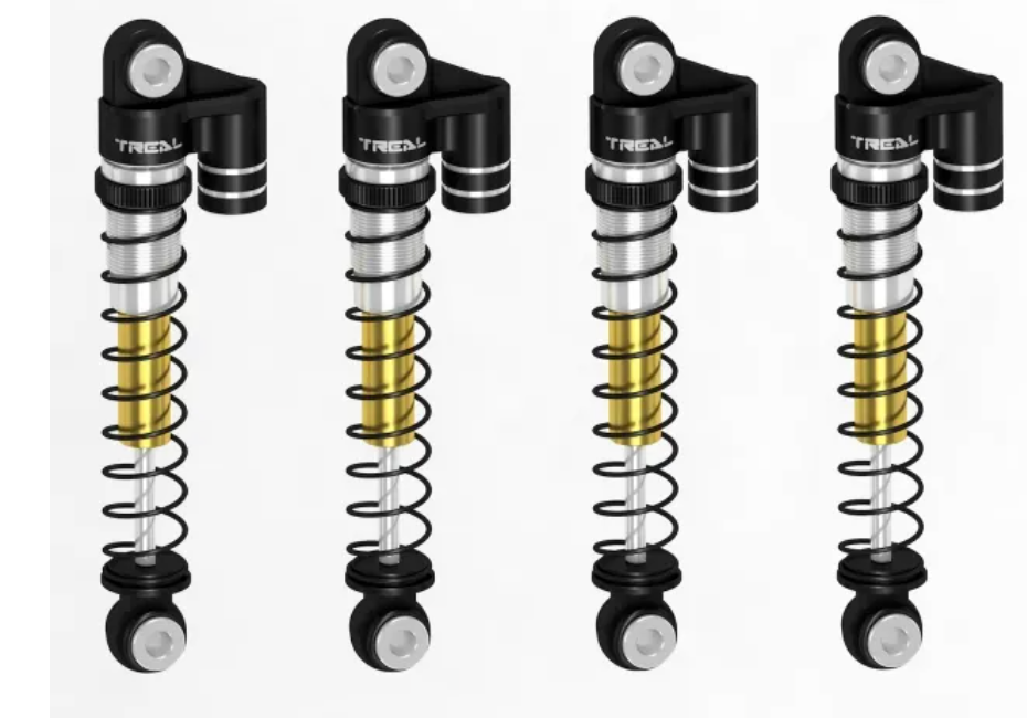TREAL FCX24 Shocks 43mm Threaded Tele Double Barrel Shocks (4) for FMS 1/24 FCX24 Power Wagon