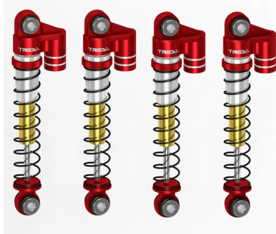 TREAL FCX24 Shocks 43mm Threaded Tele Double Barrel Shocks (4) for FMS 1/24 FCX24 Power Wagon