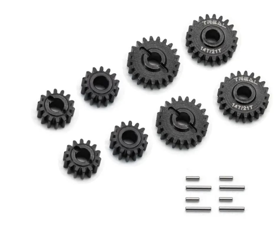 Preorder - TREAL FCX24 Portal Gears Harden Steel Metal Portal Drive Gears Set 14T/21T (8P) for 1/24 FMS FCX24