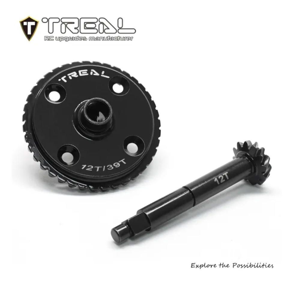 TREAL Center Transmission Pinion Gear 12T and Ring Gear 39T Helical Cut for Losi LMT Monster and Mega