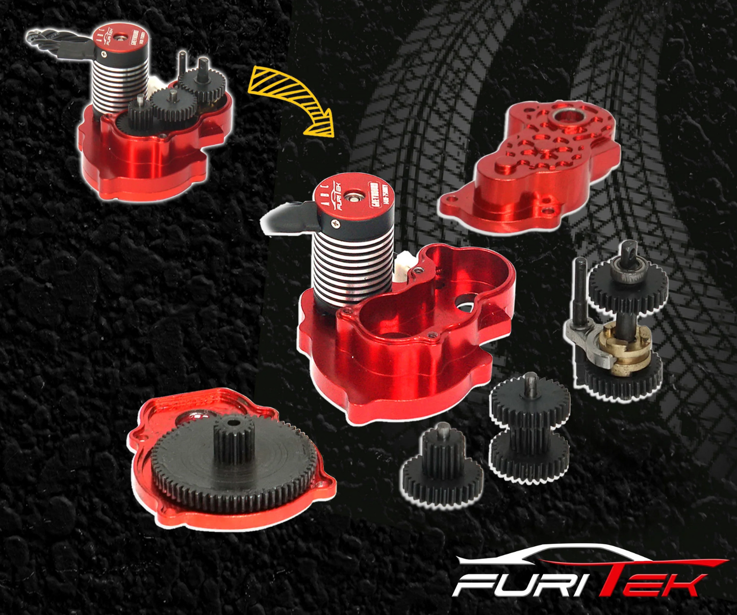 FURITEK STELLAR TRANSMISSION WITH MINI GODZILLA BRUSHLESS SETUP FOR FCX24 MONSTER TRUCK