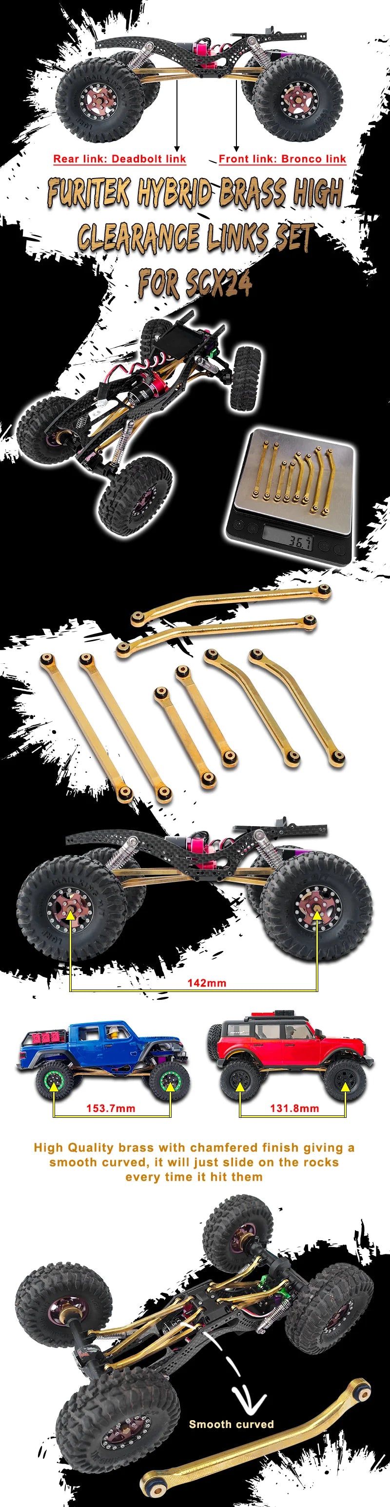 Furitek Hybrid Brass High Clearance Links Set For Scx24