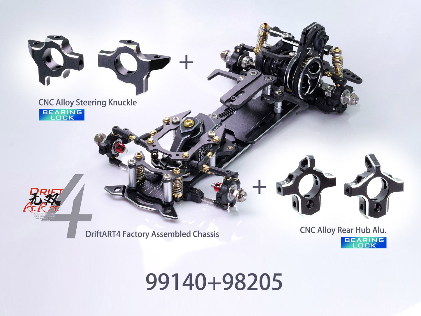 Drift Art 4 Factory Assembled Chassis Bonus CNC Alloy Steering Knuckle & Rear Hub (99140+98205)