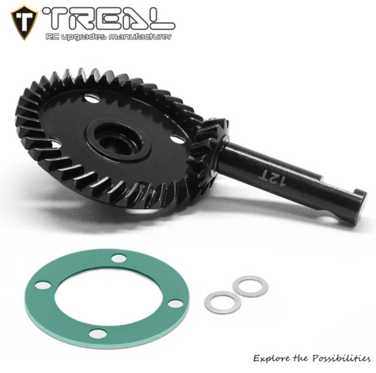 TREAL Front/Rear Axle Diff Ring and Pinion Gears Set 39T/12T Helical Cut for Losi LMT Monster and Mega