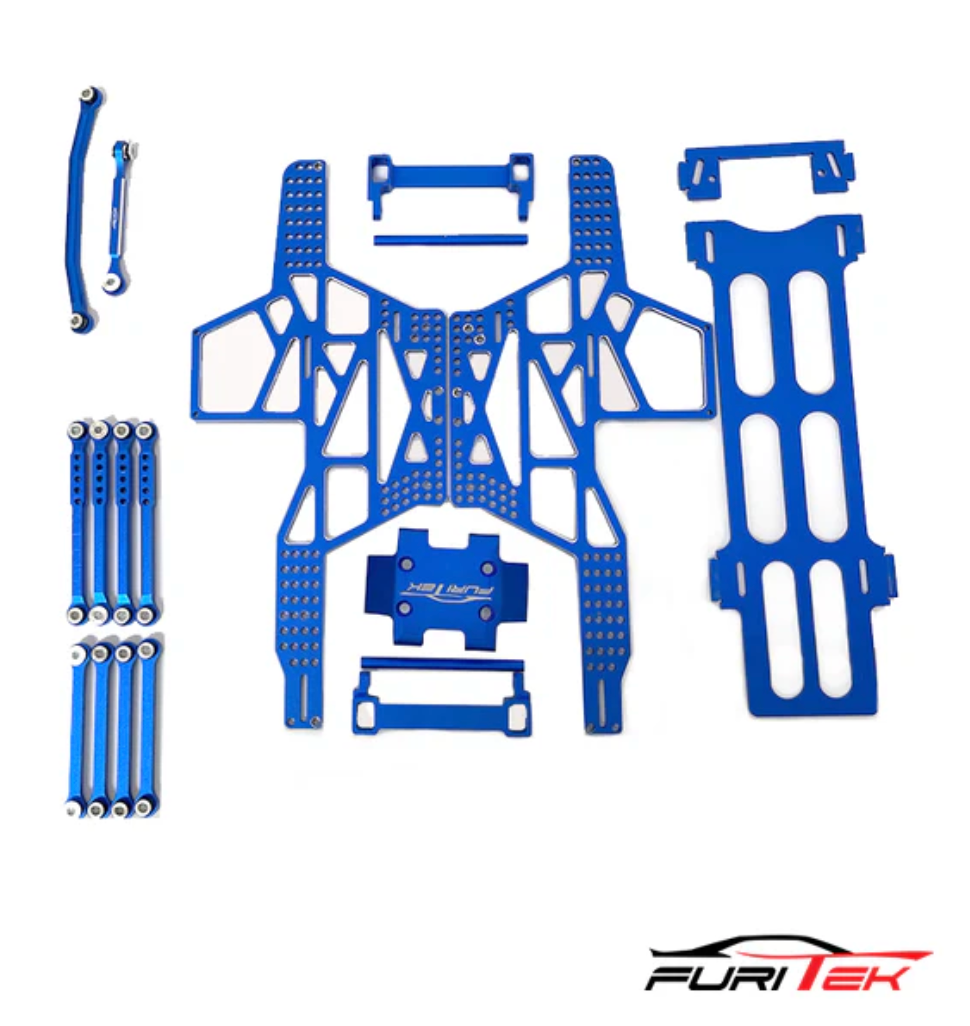 FURITEK RAMPART FRAME KIT FOR FCX24 MAX SMASHER ALUMINIUM BLUE PRO VERSION WITH LINK AND STEERING LINK