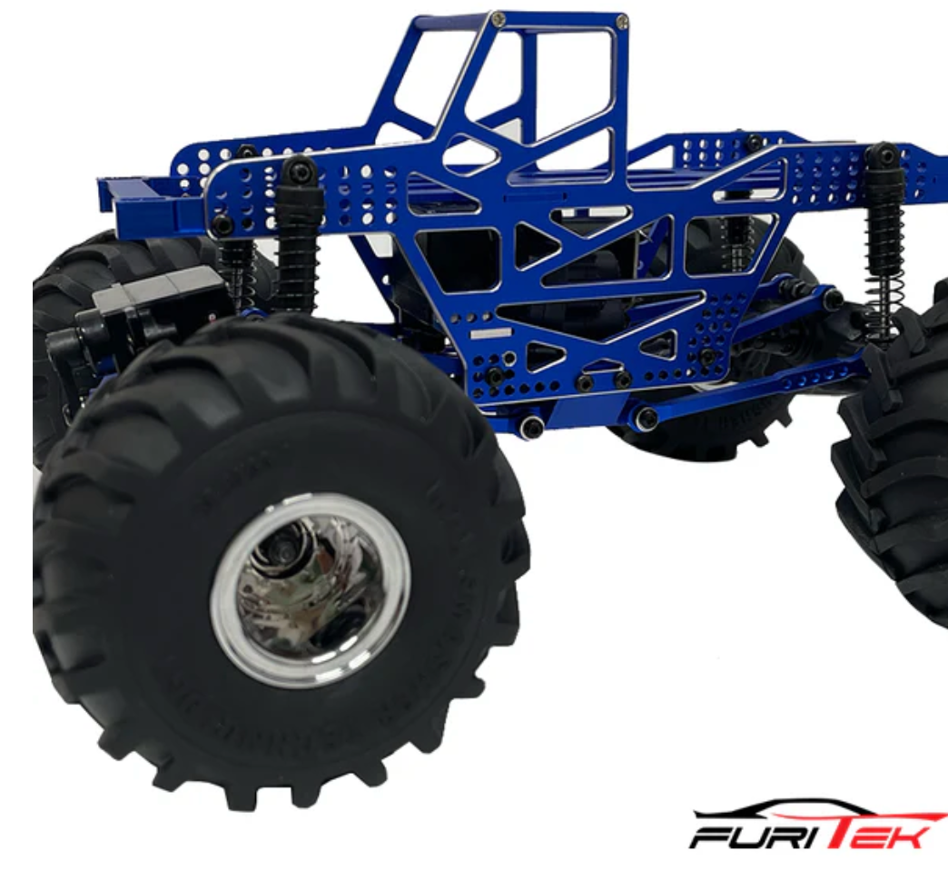 FURITEK RAMPART FRAME KIT FOR FCX24 MAX SMASHER ALUMINIUM BLUE PRO VERSION WITH LINK AND STEERING LINK