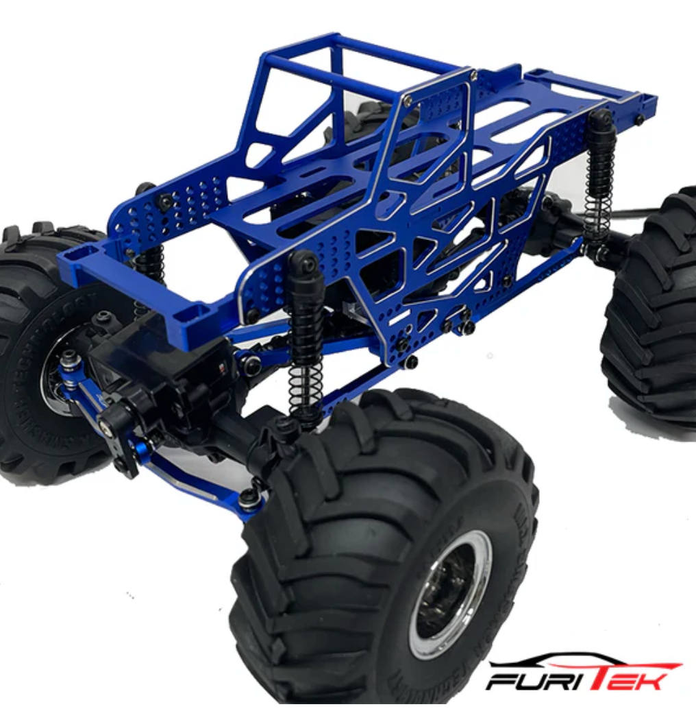 FURITEK RAMPART FRAME KIT FOR FCX24 MAX SMASHER ALUMINIUM BLUE PRO VERSION WITH LINK AND STEERING LINK